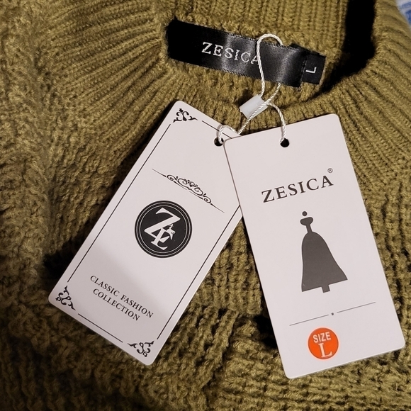 Zesica Large Oversized Sweater olive Green crew neck NWT - Picture 14 of 14